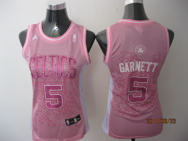  NBA Women Boston Celtics 5 Kevin Garnett Swingman Pink Jersey